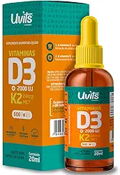 Vitamina D3 2000ui + K2 24mcg 20ml 600 Doses - Uvits