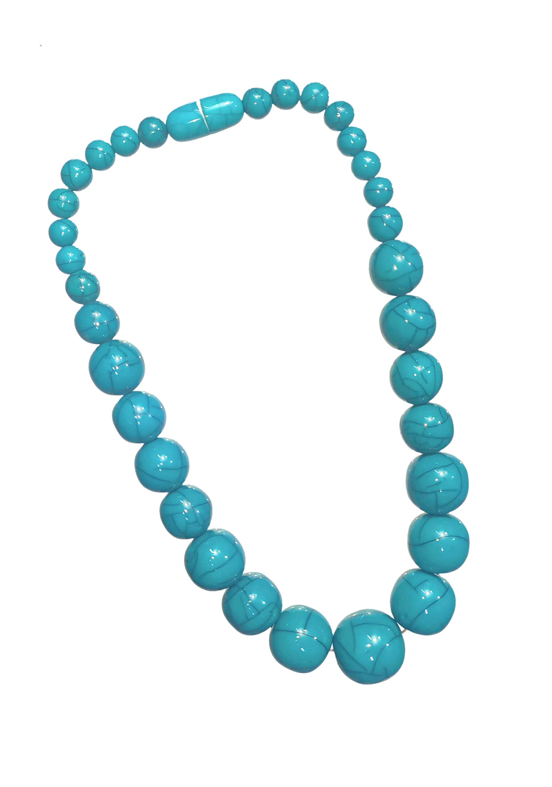 Handmade Vintage Large Beads Necklace, Boho Jewelry Statement Necklace Big Round Beads Bib Necklace (Teal) (B0CR7K24ZN) Amazon Price History, Amazon Price Tracker