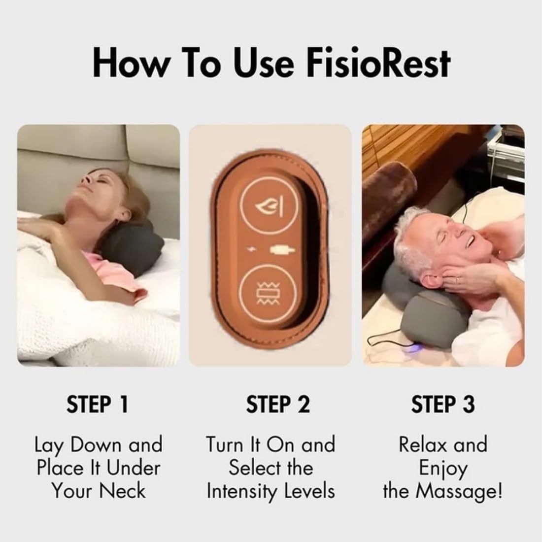 Almohada de Masaje Cervical, Masajeador de Cuello y Hombros con Calor, Masajeador Cervical Electrico, Vibración, Tracción de Cuello, Calefacción, Intensidad Ajustable (Gray)