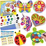 Aigybobo Kids Arts and Crafts Painting Kit, 6 Pack Paint Your Own Plaster Stones for Kid Girl Ages 4-8, Creativity Art Supplies, Christmas Birthday Gifts Toys for 4,5,6,7,8 Years Old Girls Boys Kids