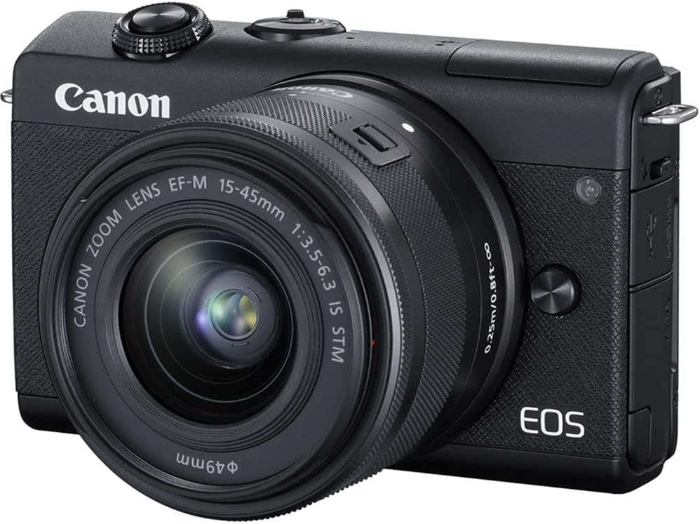 Canon EOS M200 Mirrorless Digital Camera with 15-45mm Lens (Black) (3699C009), 64GB Card, Case, Filter Kit, Corel Photo Software, 2 x LPE12 Battery, External Charger + More (Renewed)