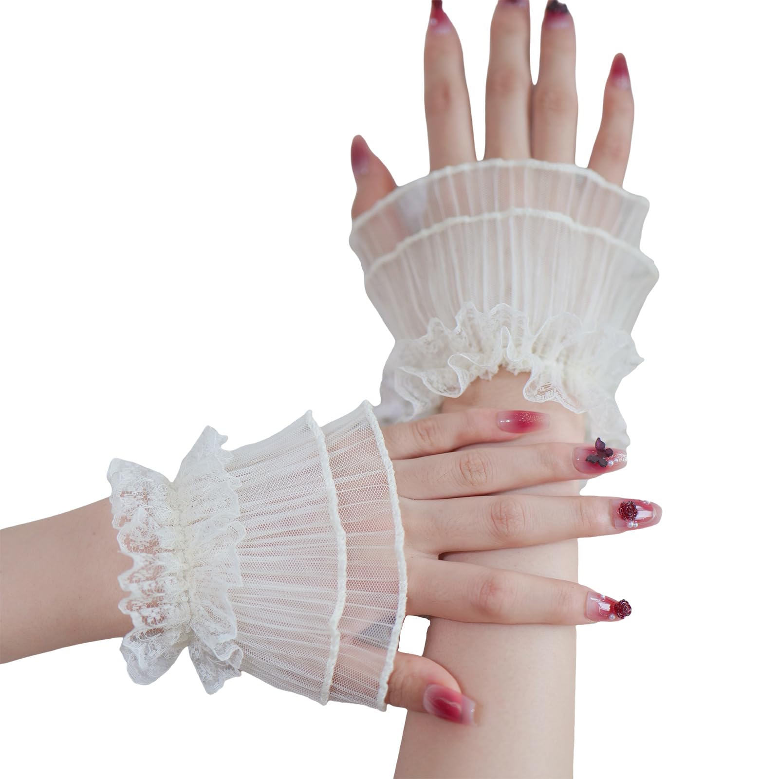 Maxtonser Sheer Pleated Lace Wrist Cuffs Photography Accessories Lightweight Sheer Cuffs For Nails Studio Outdoor