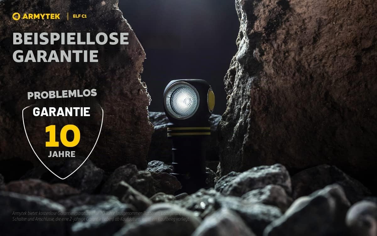 Armytek NEU, Stirnlampe Elf C1 v2 Kaltweiß 1000 Lumen LED-Lampe Micro USB Aufladbarer, Qualitativ Hochwertiger