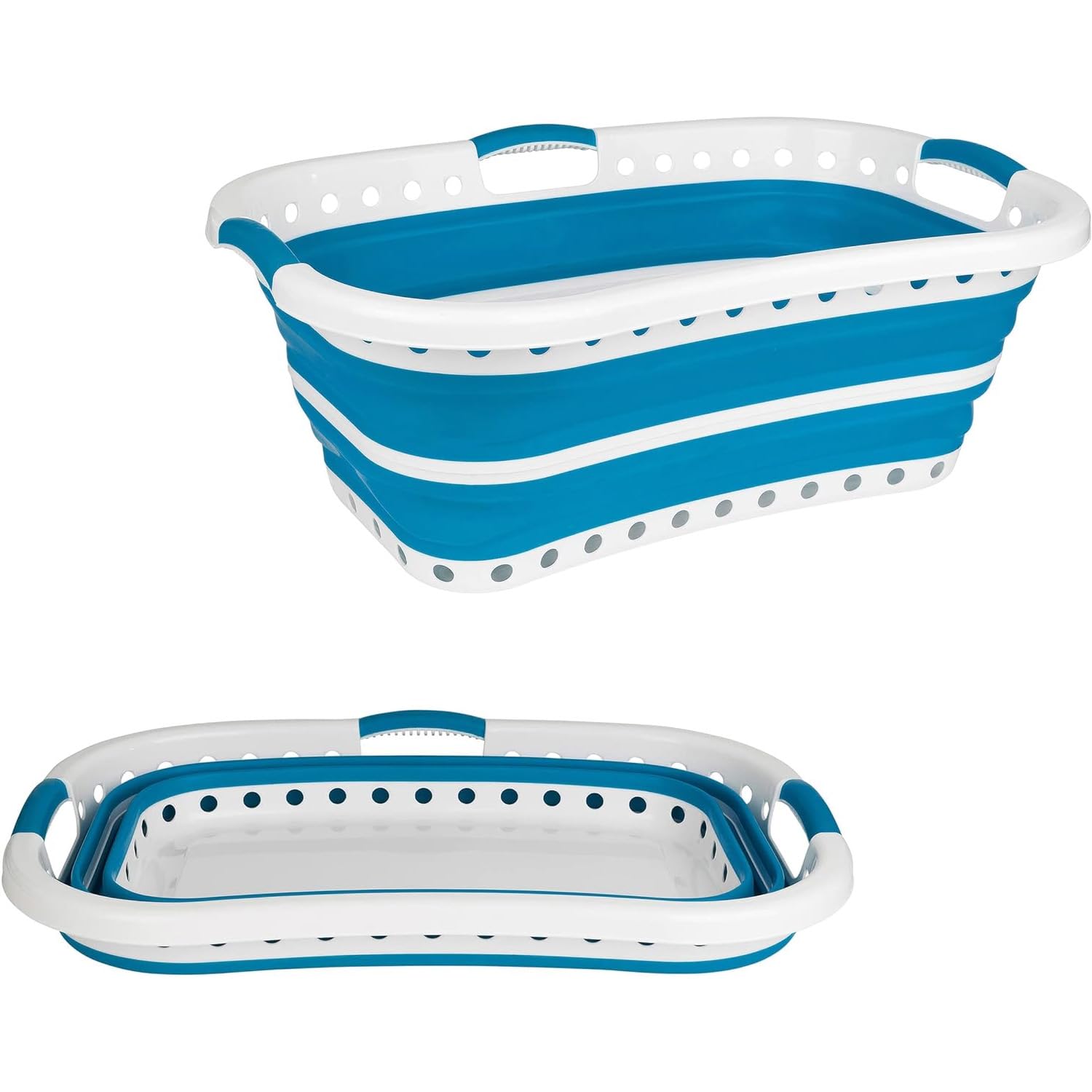DNQ CollapsIible Plastic Laundry Basket, Strong and Portable Washing Tub, Space Saving, Ideal for Washing and Drying 37L
