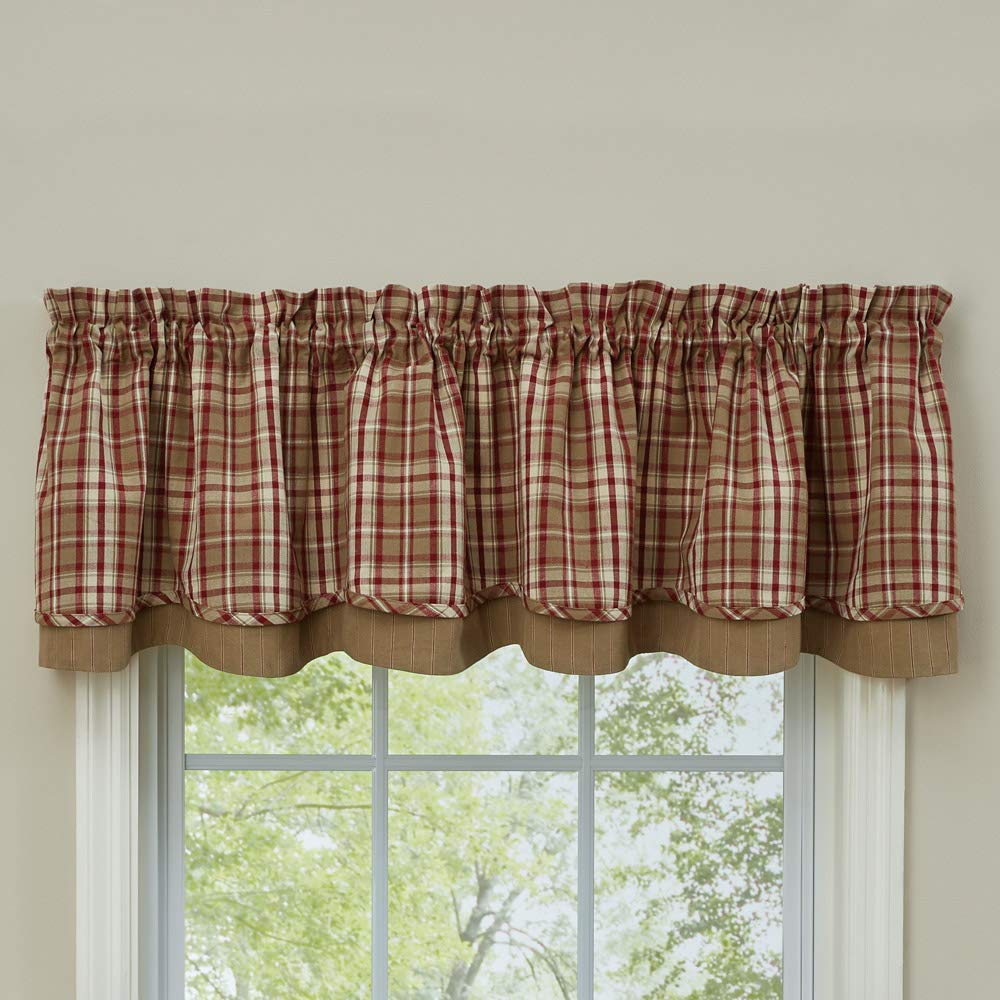 Park Designs Tan Cumberland Lined Layered Valance 16" L