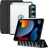 Tasnme Detachable Case for iPad 9th/8th/7th Generation 10.2 inch (2021/2020/2019), Magnetic Removable Case, Trifold Stand Cover, Translucent Hollowed-Out Back, Auto Wake/Sleep (Black) - 1