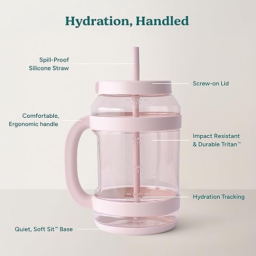 Miniatura 4 de REDUCE WaterDay - Jarra de agua de 80 onzas con marcas de tiempoonzas, popote a prueba de derrames, Tritan duradero, botella de agua grande