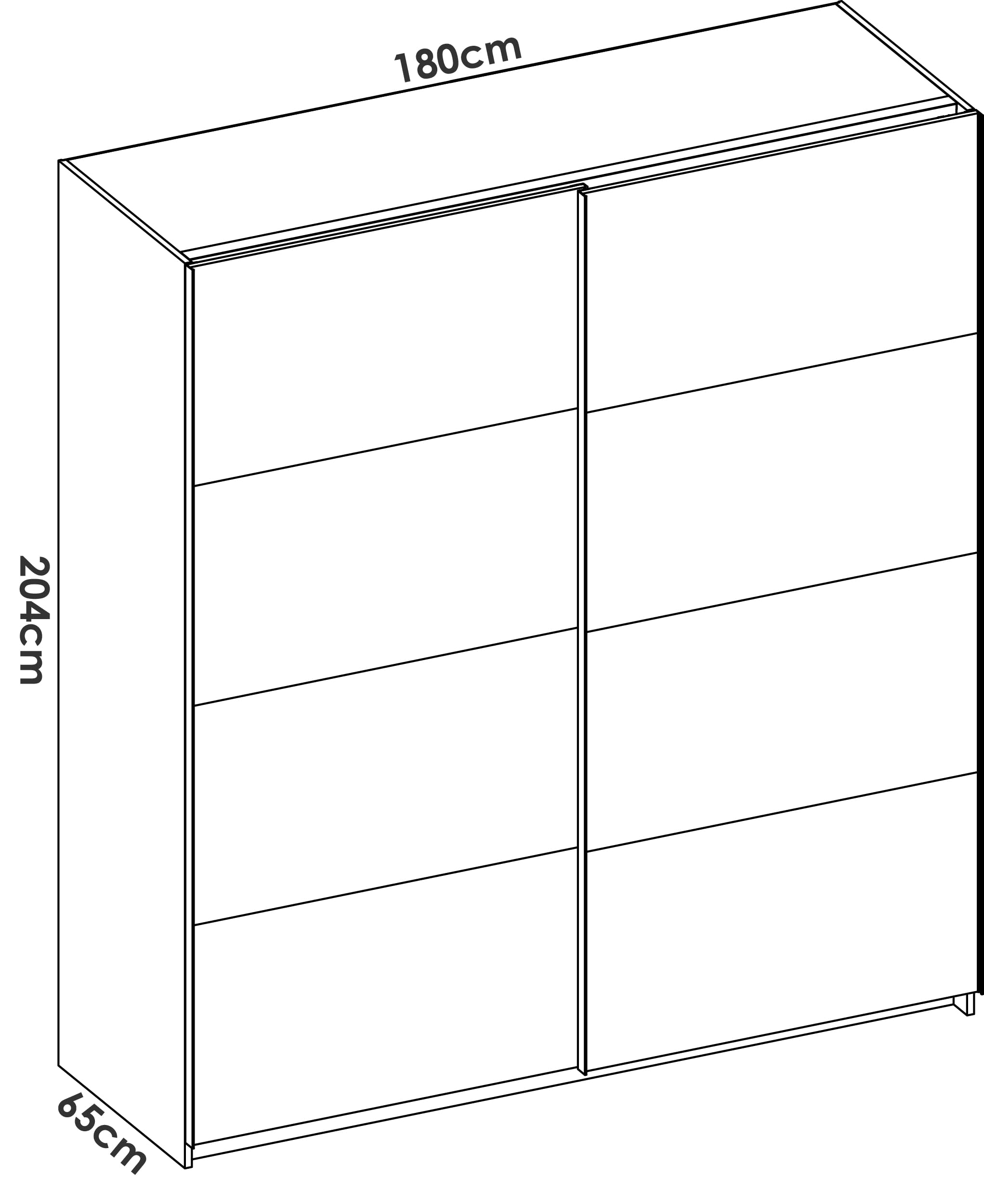 DEKIT GRUPO RIMOBEL SLIDE - Armario 2 Puertas correderas con perfiles de aluminio - Blanco - 180x204x65cm
