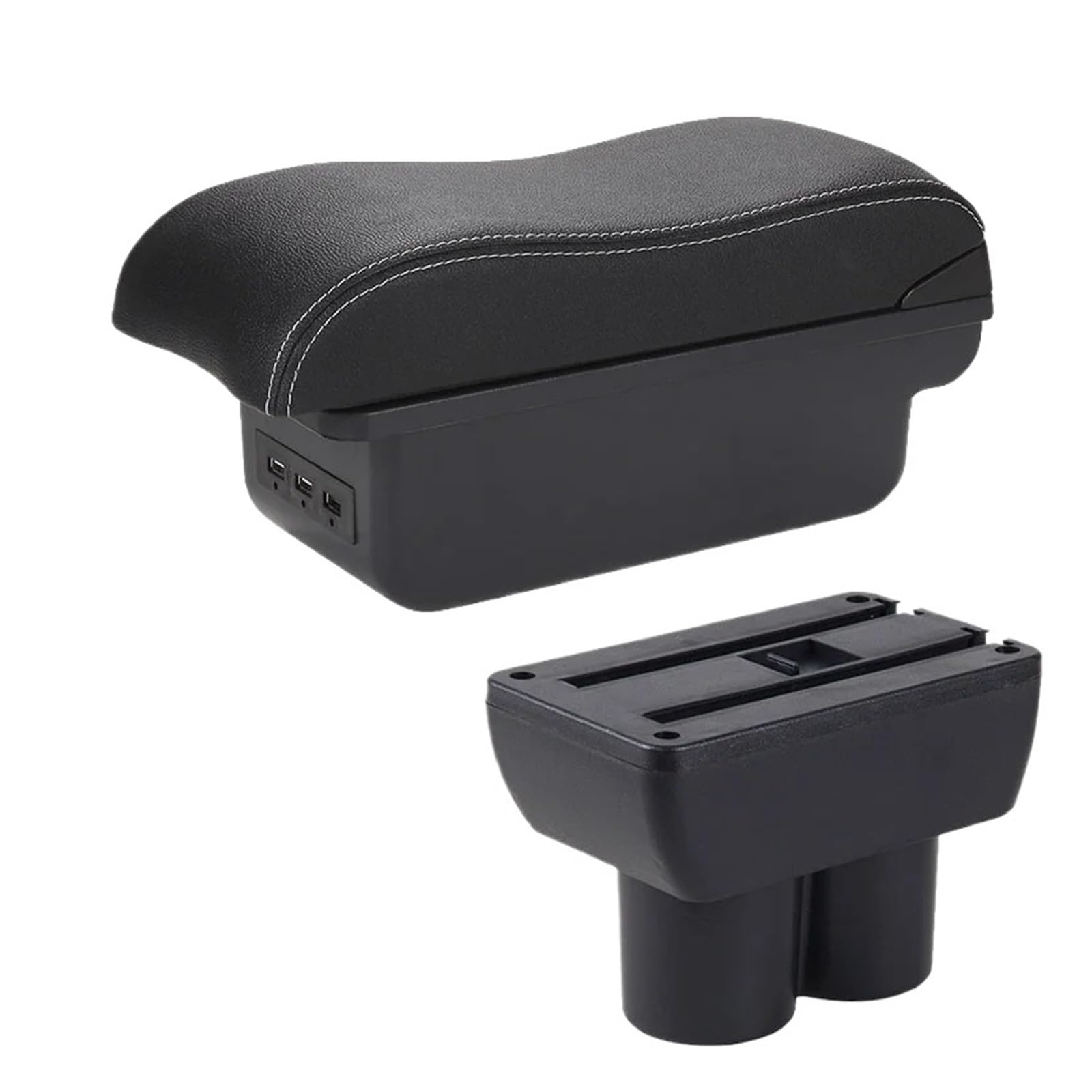 Umdjju B3 Black White 3Usb For Suzuki For Jimny Jb23 Jb43 1999-2017 Retrofit Parts Storage Box Interior Details Car Accessorie Car Centre Console Armrest Box(B3 Black White 3Usb)