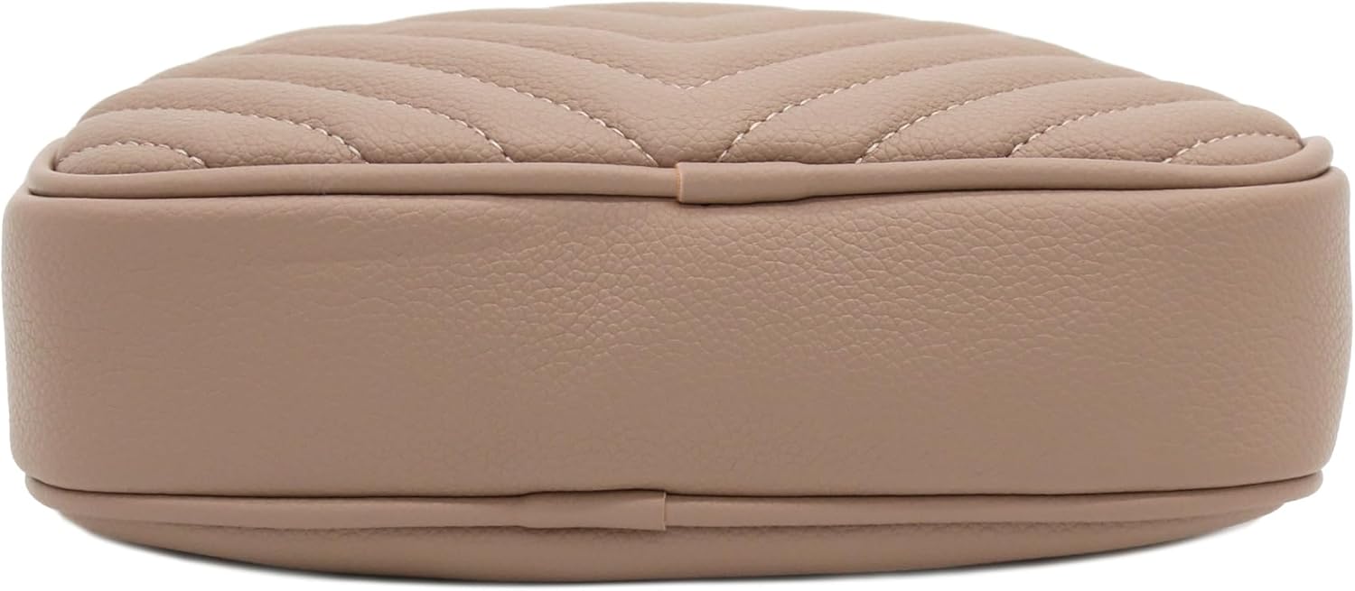 FashionPuzzle Chevron Quilted Crossbody Camera Bag with Chain Strap and Tassel