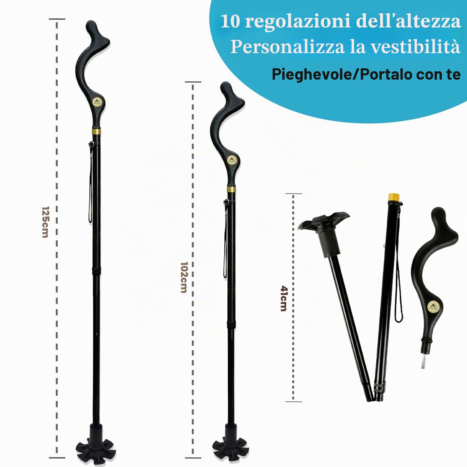 Walking Sticks Foldable for Men & Women Seniors for Balance,Self Standing Folding Cane,Height Adjustable Anti-Slip Lightweight Alloy Walking Stick Collapsable for Travel Mobility Aid