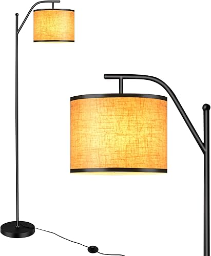 Miniatura 1 de Tangkula Lámpara de pie para sala de estar, lámpara de poste alto de mediados de siglo con pantalla colgante de arco, interruptor de pie y base de