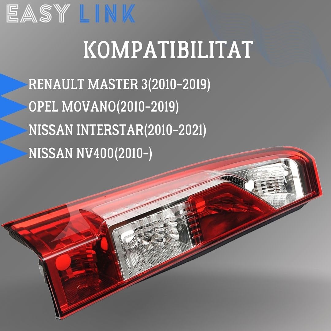 Feu Arrière Gauche FINAO AUTOPARTS - Compatible Renault Master III, Opel Movano B, Nissan NV400