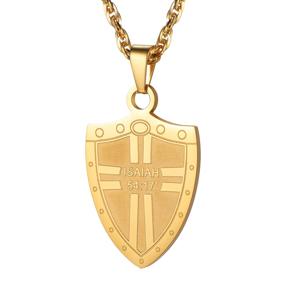 God Shield Necklace,Stainless Steel 