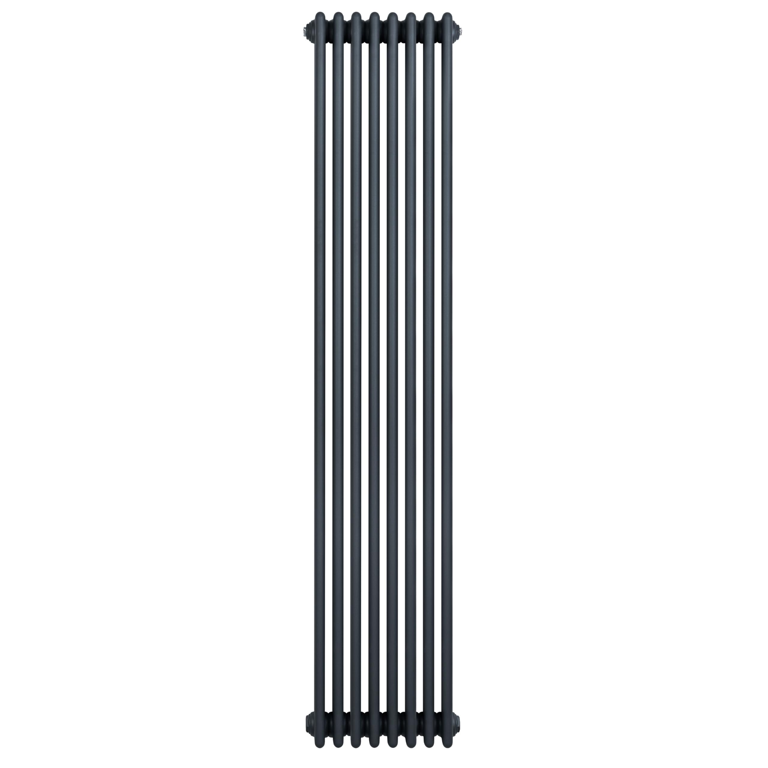 Radiatore Tradizionale a 4 Colonne 1800 x 380 mm Verticale Acciaio al Carbonio Riscaldamento Centrale Design Classico Antracite con Kit Fissaggio e Spazzola Pulizia