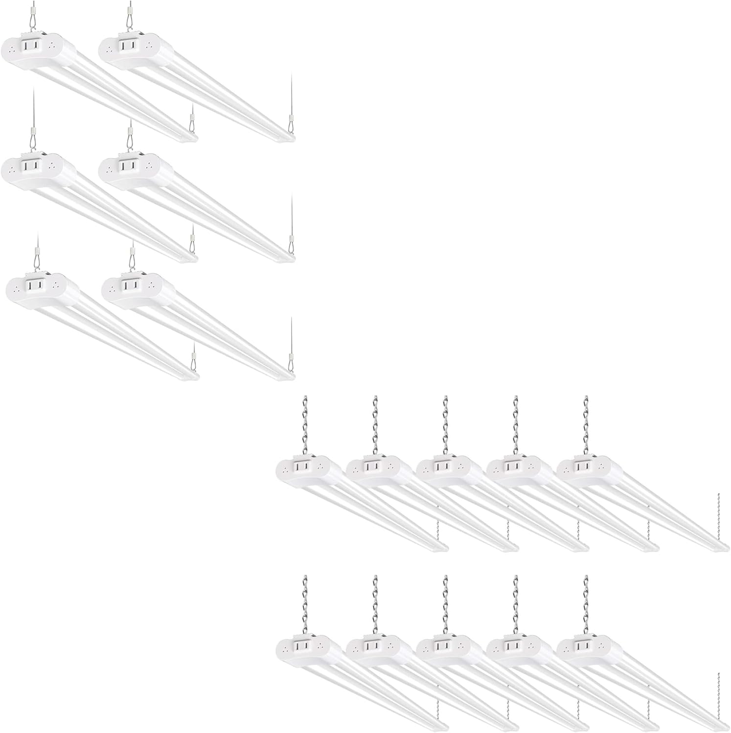 hykolity 5000K LED Shop Light Linkable, Daylight LED Ceiling Lights for Garages, Workshops, Basements, Hanging or FlushMount, Included Power Cord and Pull Chain,ETL