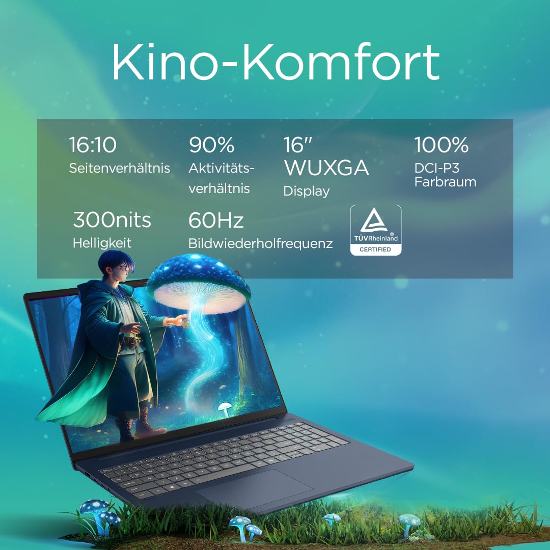 Lenovo IdeaPad Slim 5i Laptop | Copilot+ PC | 16" WUXGA Display | Intel Core Ultra 9 185H | 1TB SSD | 32GB RAM | Intel Arc Grafik | Windows 11 | QWERTZ | Cosmic Blau | 3 Monate Premium Care