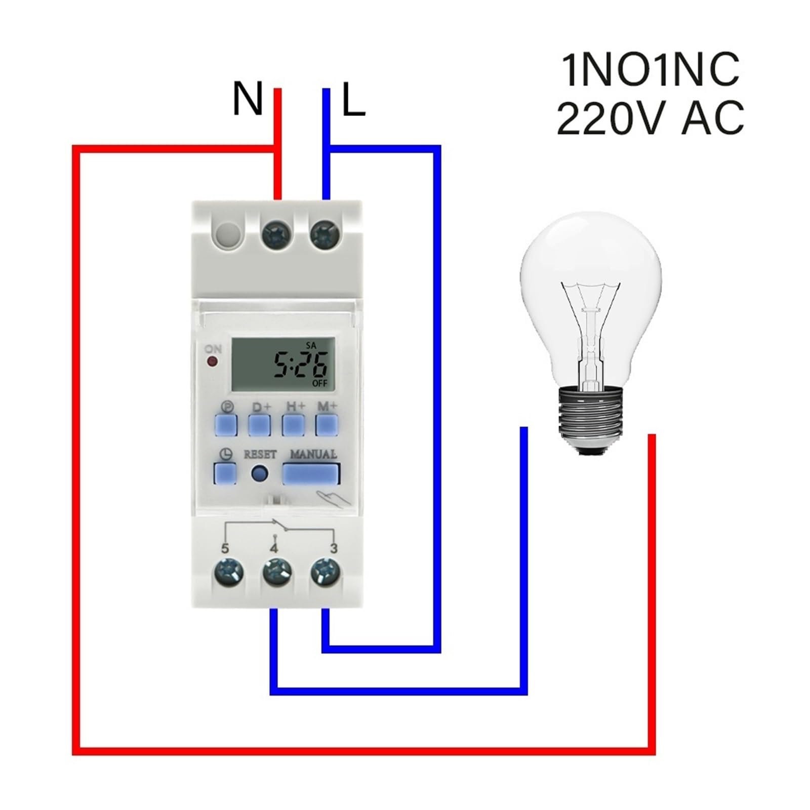 2 Fili Settimanale 7 Giorni Programmabile Digital TIME Switch Relay Timer Control AC 220V 230V 12V 24V 48V 16A 1Pcs(30a,1NO1NC 220V AC)