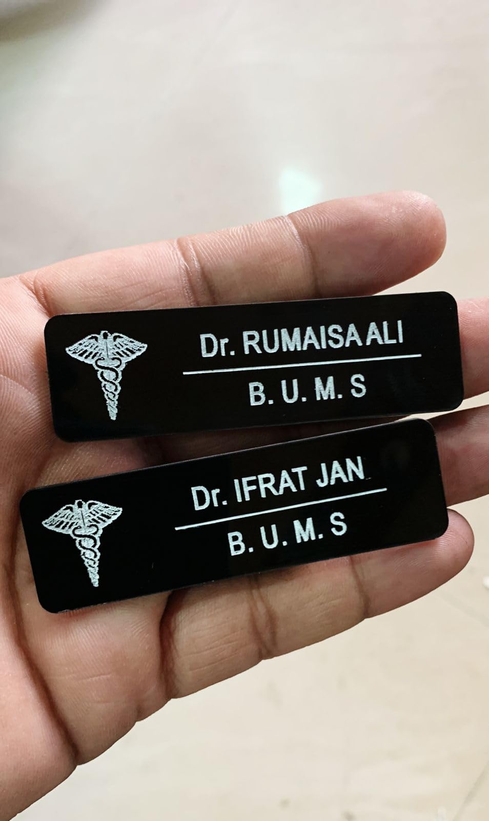 personalised acrylic engraved doctor name badges 19*79mm (pack of 2)- Multi color