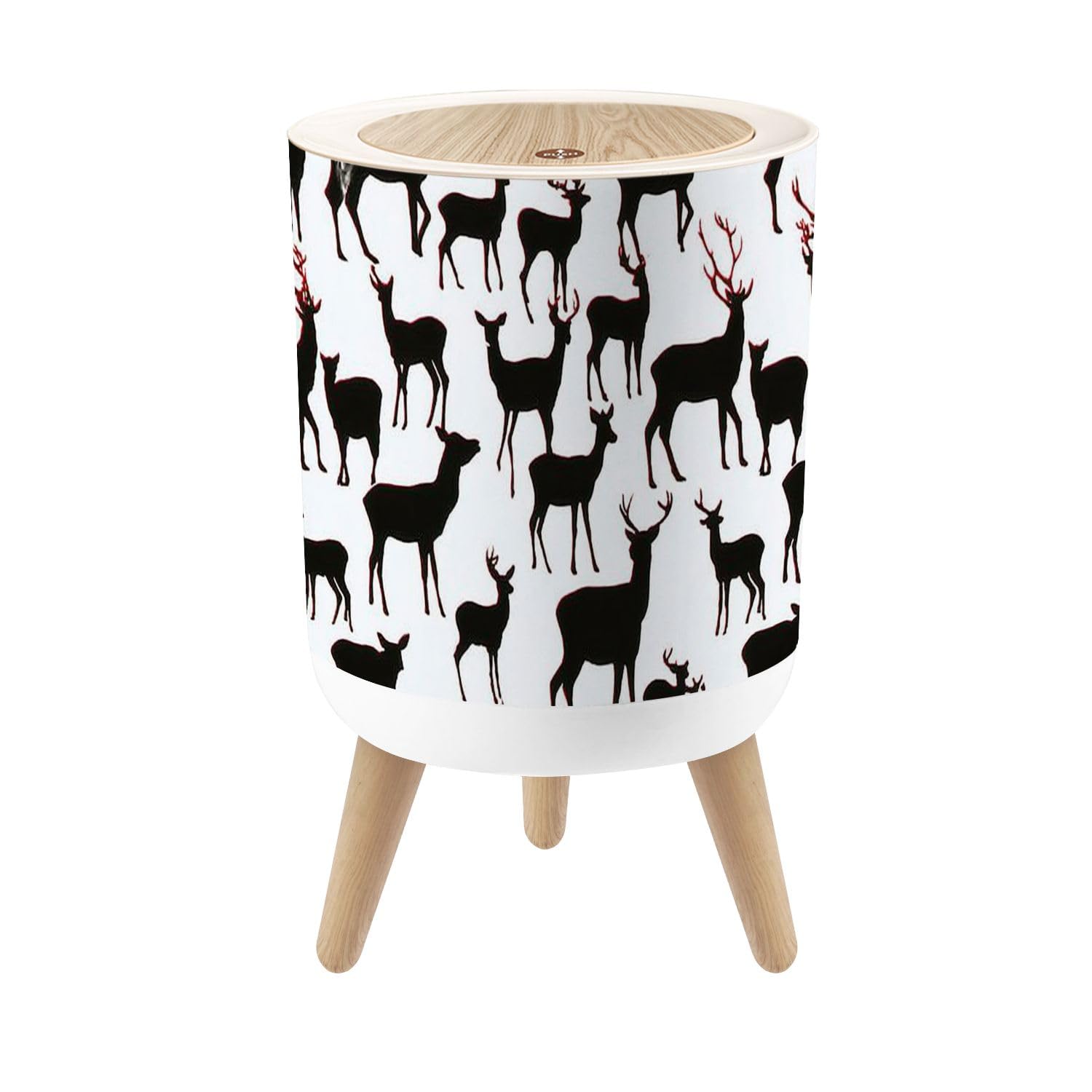 Small Trash Can with Lid Cartoon sea animals icons Fish sea turtle whale crab starfish octopus Round Press Top Garbage Can with Legs Trash Bin Waste Basket for Kitchen Bedroom Bathroom 7L/1.8 Gallon