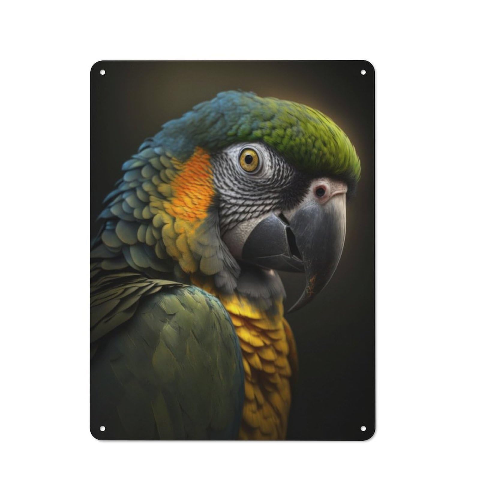 Junmoney Parrot Portrait Tin Wall Plaque 40X30cm With For Café Or Home Bar, For Themed Room Decoration, For Living Room And Hallway Decor