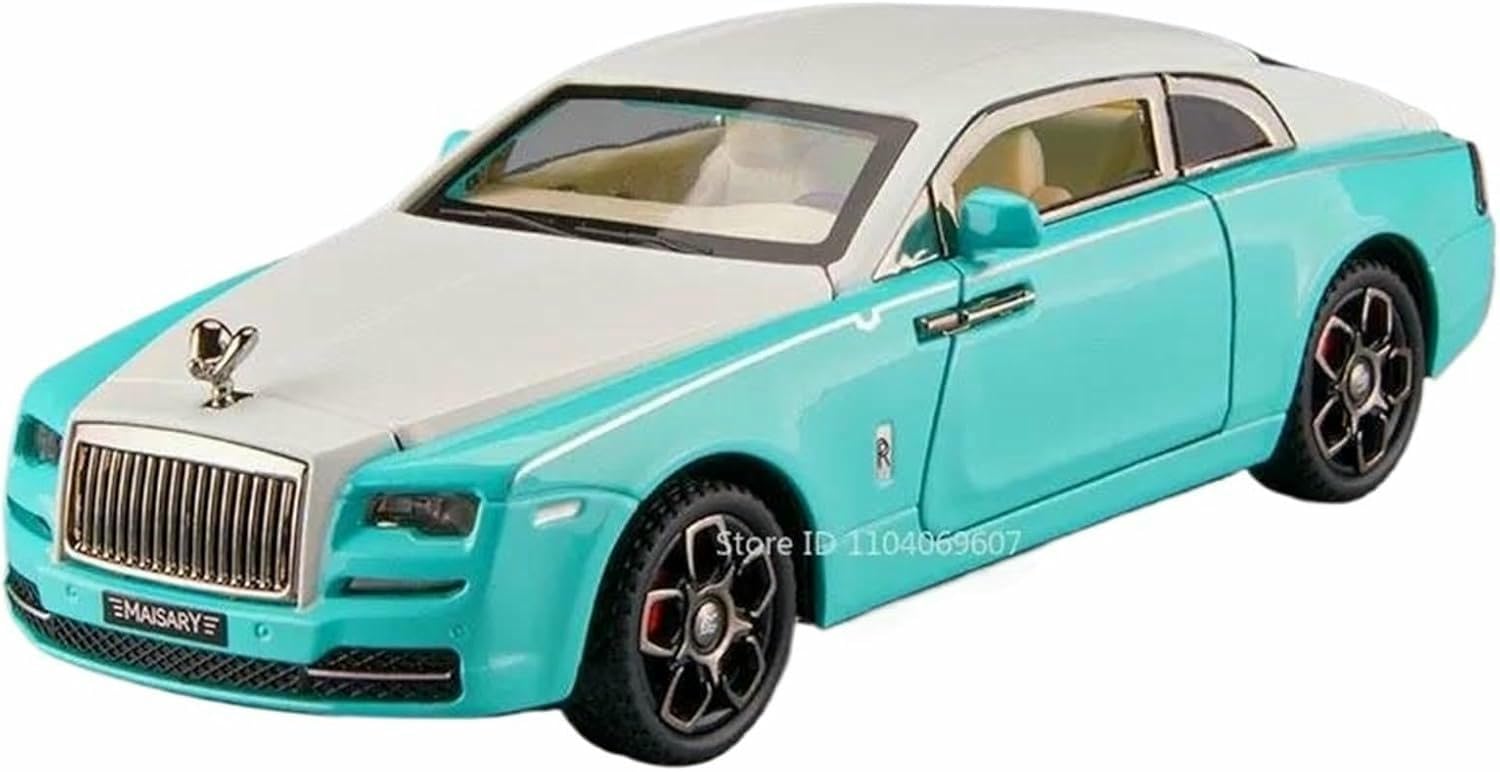 Deaver For Wraith Blue Diecast 1:32 For Rolls-Royce For Cullinan For Wraith Scale Alloy Car Models Realistic Openable Door Finished Vehicle Model Collection(For Wraith Blue)