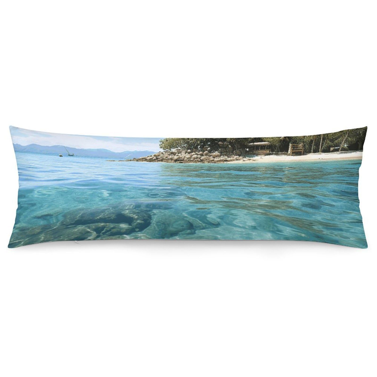 2 Pack Pillow Cases for Hair and Skin, Soft Breathable Pillow Case Covers with Hidden Zipper, Fiji Island and Clear Sea Pillowcase 20"x54" Pillow Covers for Sleeping Gift