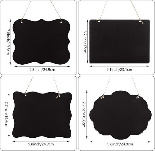 Miniatura 2 de GBACHOOSE 16 letreros colgantes de pizarra de tiza de 8 x 10 pulgadas con cuerda, 4 formas lindas, tablero de mensajes borrable para bodas, bares,