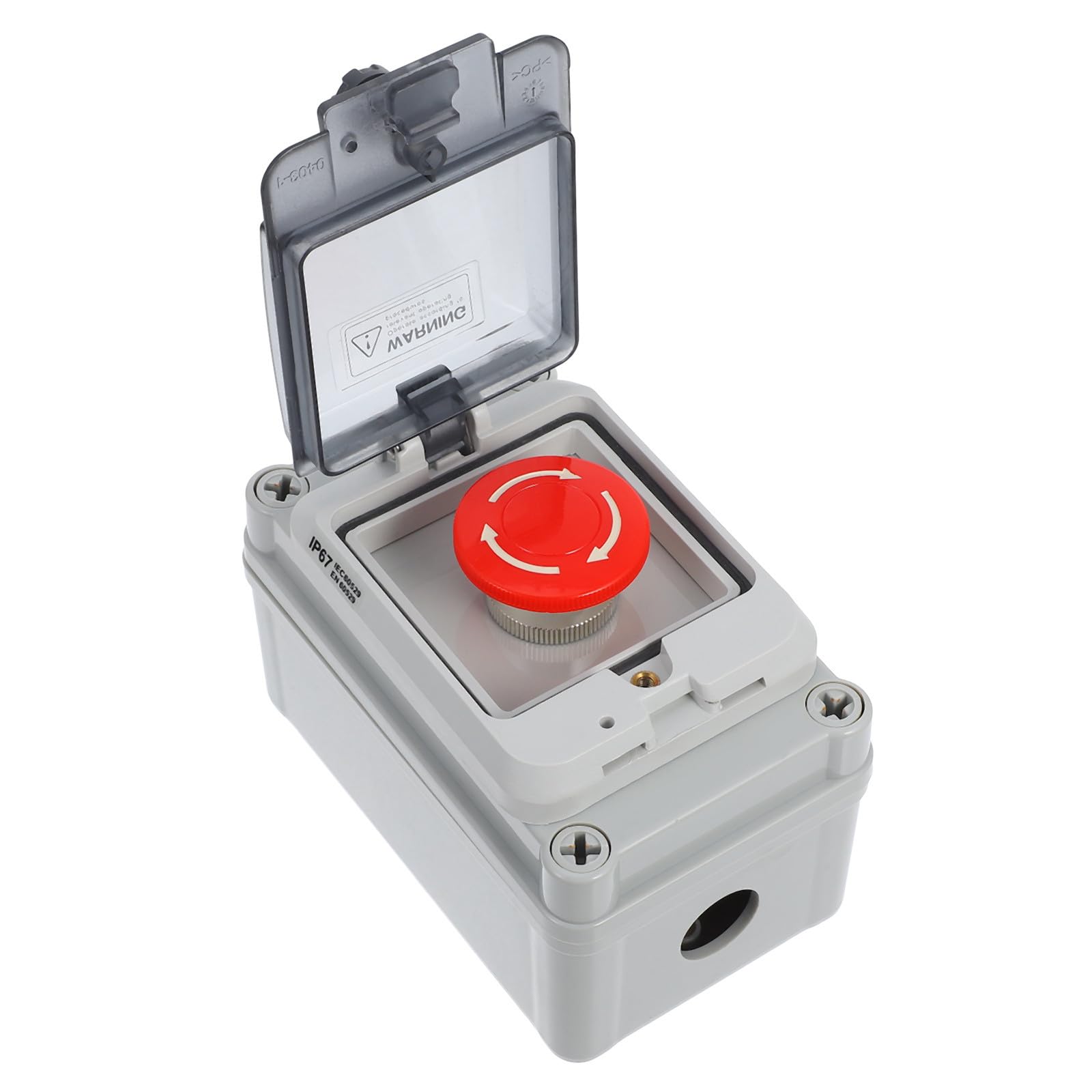 Caja de emergencia con botón de parada para exterior en plástico resistente 8