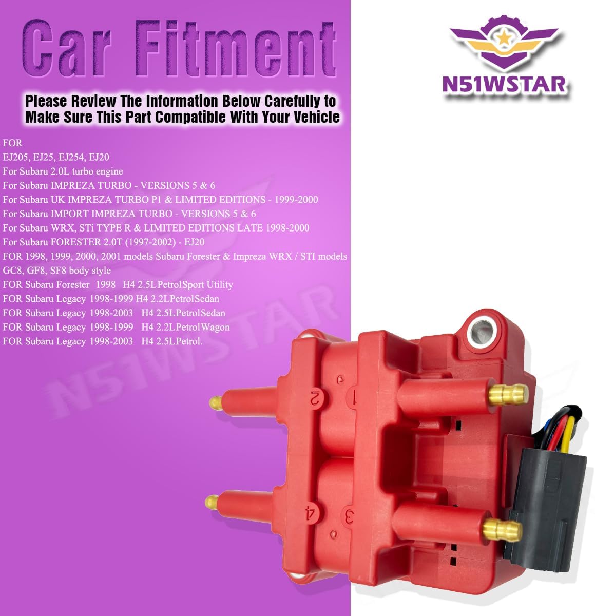 Performance JDM Ignition Coil Pack 22433-AA430 Set Of 1 Compatible With Subaru Forester Legacy IMPREZA WRX STi GC8 GF8 SF8 2.5 2.0T EJ205 EJ25 EJ254 EJ20
