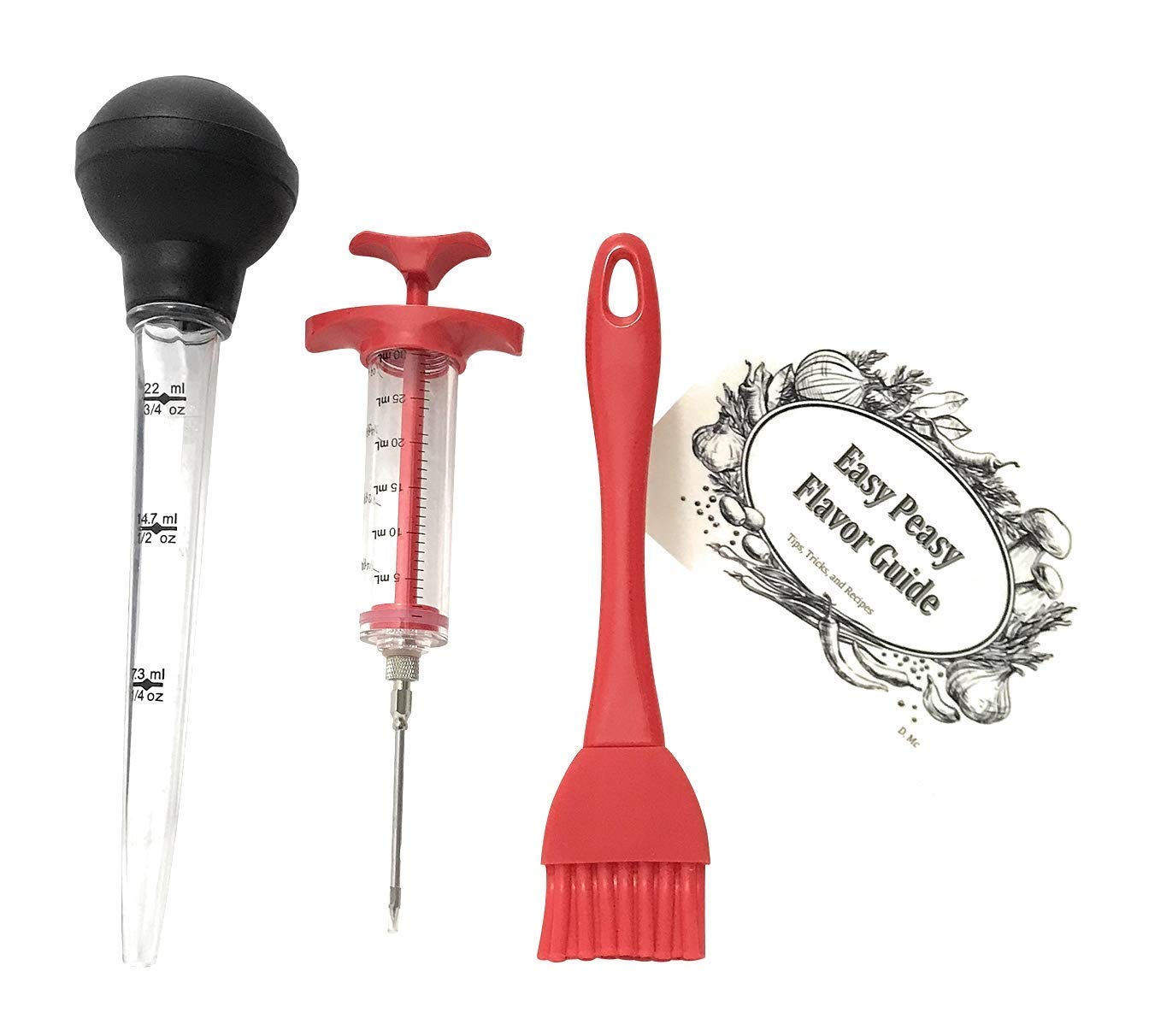 Turkey Injector Bundle with Baster Bulb, Basting Brush and