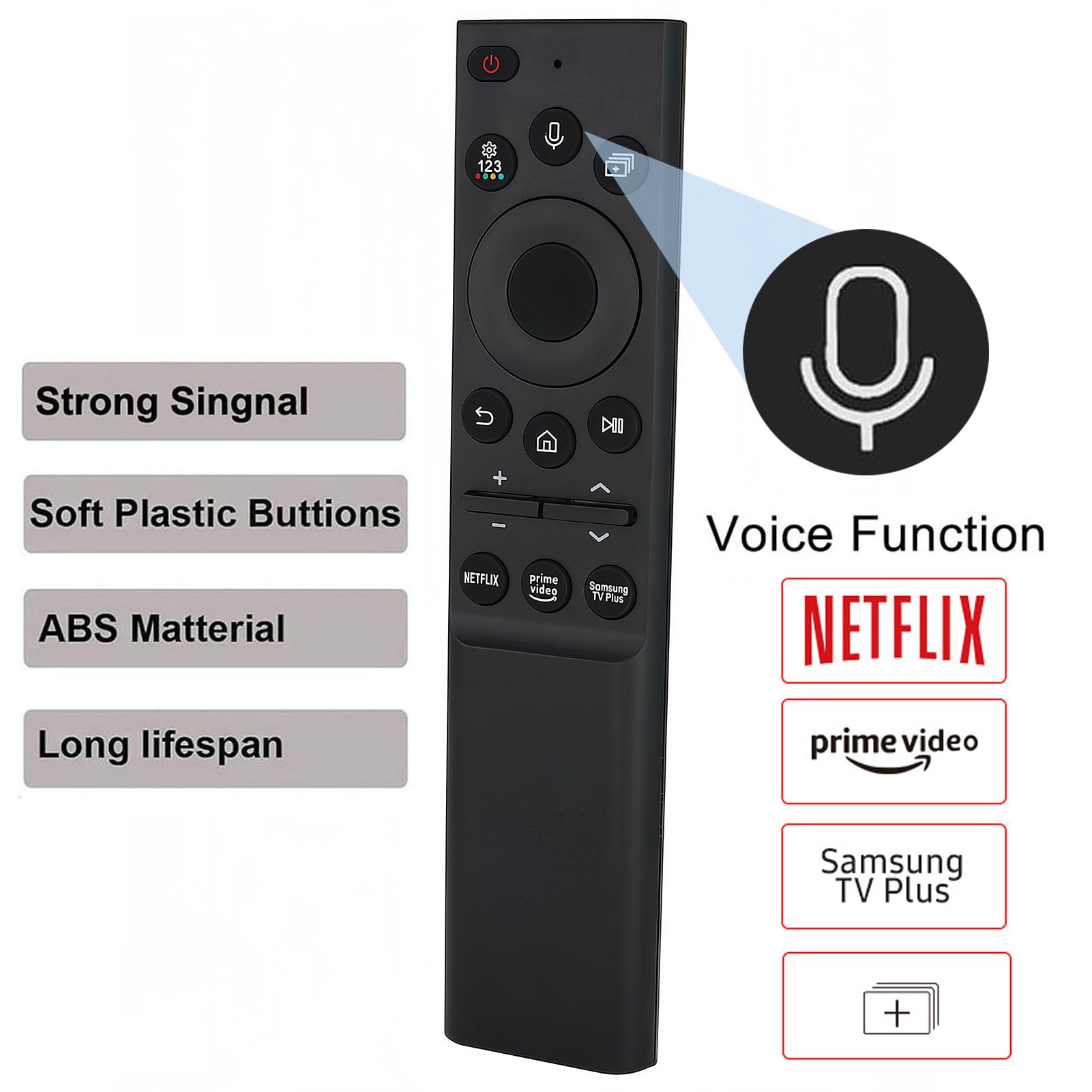 Voice BN59-01357A - Telecomando di ricambio per Smart TV Samsung, compatibile con Samsung QLED Series Smart TV anche BN59-01357F BN59-01357P, funzione di ricambio completa