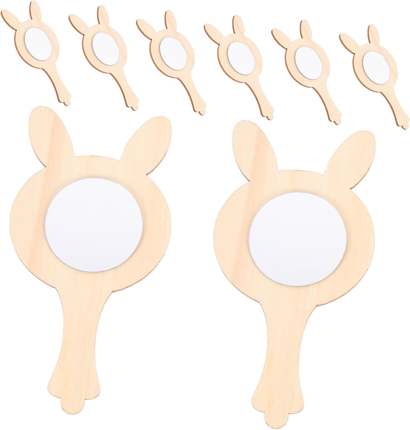 10pcs Wooden Hand Mirrors for Boys and Unfinished Decorative Mirrors for Painting and Creative Projects for Kindergarten and Family Activities