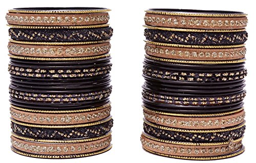 Image of NMII Non-Precious Metal with Base Metal Spreads with Zari Glossy Finished Premium Traditional Bridal Chuda Bangle set for Women and Girls