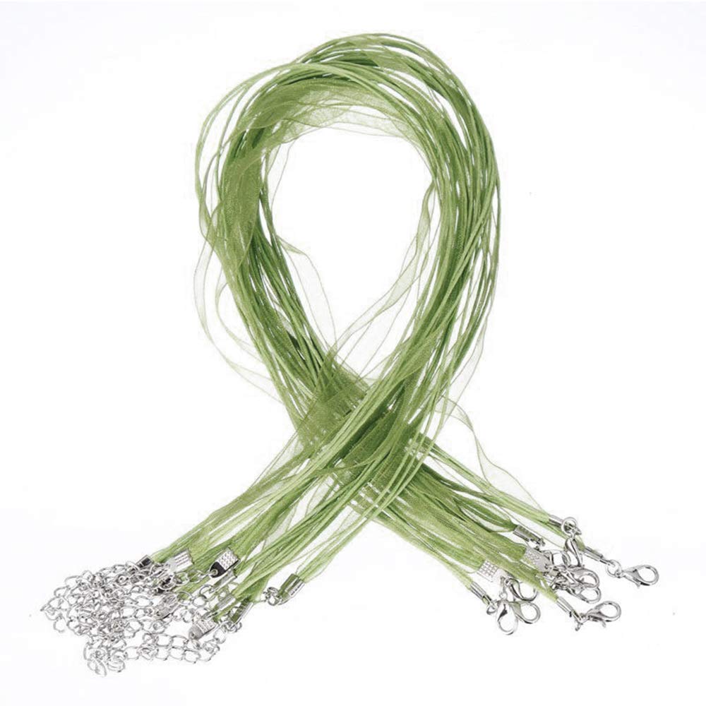 RAYLINEDO 10 Pieces Colorful Ribbon Waxen Organza Cord Adjustable Necklace with Lobster Clasp for DIY Jewelry Making