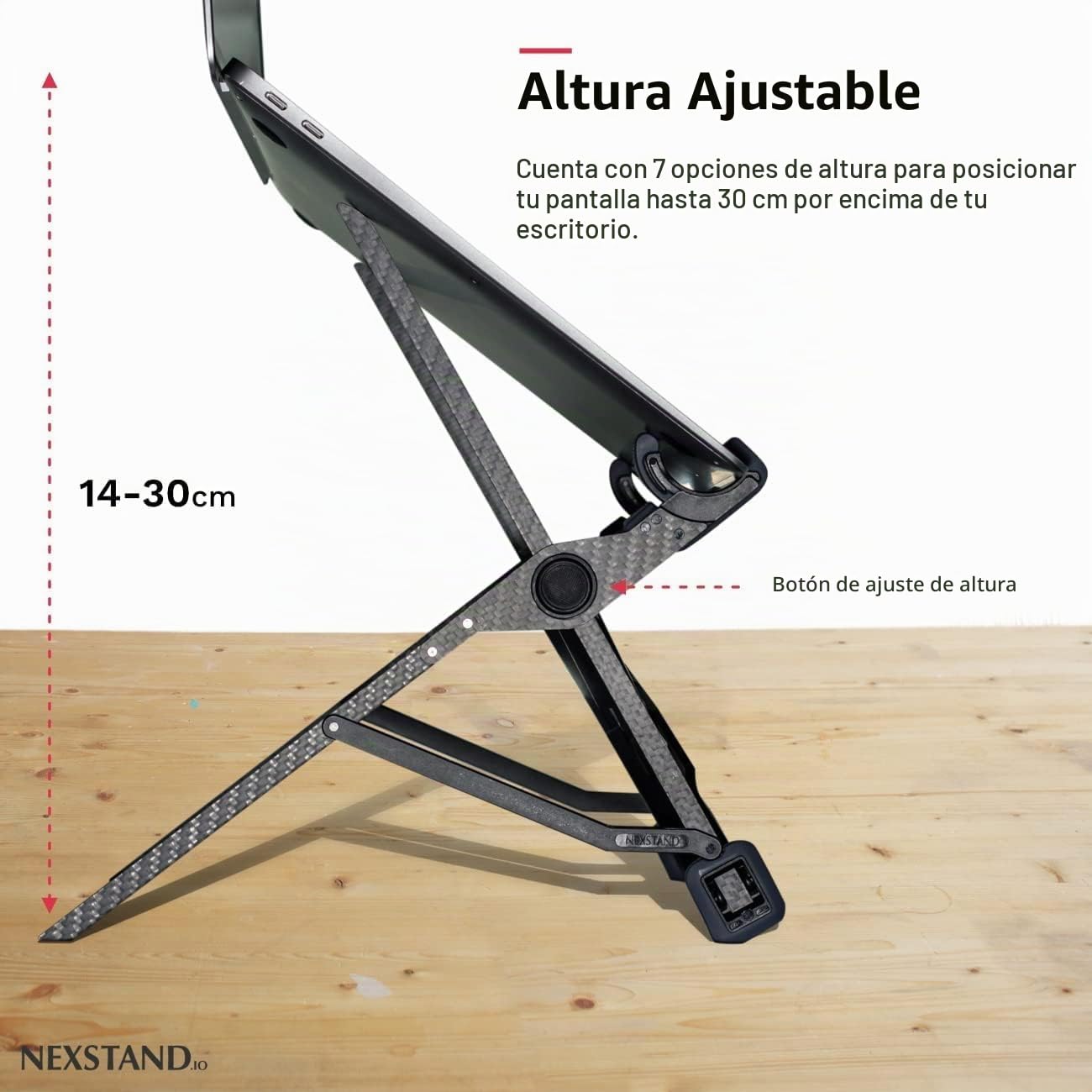 NEXSTAND K1 - Soporte Plegable de Fibra de Carbono para Laptop, 7 Niveles de Altura Ajustable, ergonómico para Escritorio, MacBook, Notebook