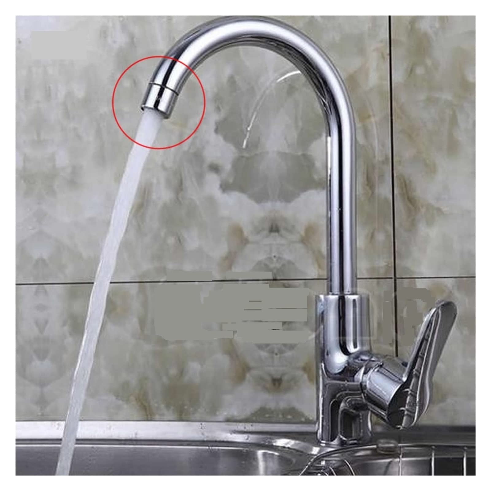 Aeratore per Rubinetto da Cucina a Risparmio idrico, ugello Maschio/Femmina Cromato, Filtro spruzzatore, Facile Installazione (Rosso)