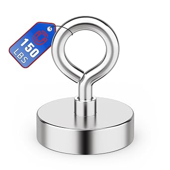 Neodymium Fishing Magnet, 150 lbs Strong Magnet Fishing, Magnetic Fishing Magnets Heavy Duty for Remover, Super Powerful Round Magnets for Retrieving Items in Lake, Beach, Lawn 1.4236mm
