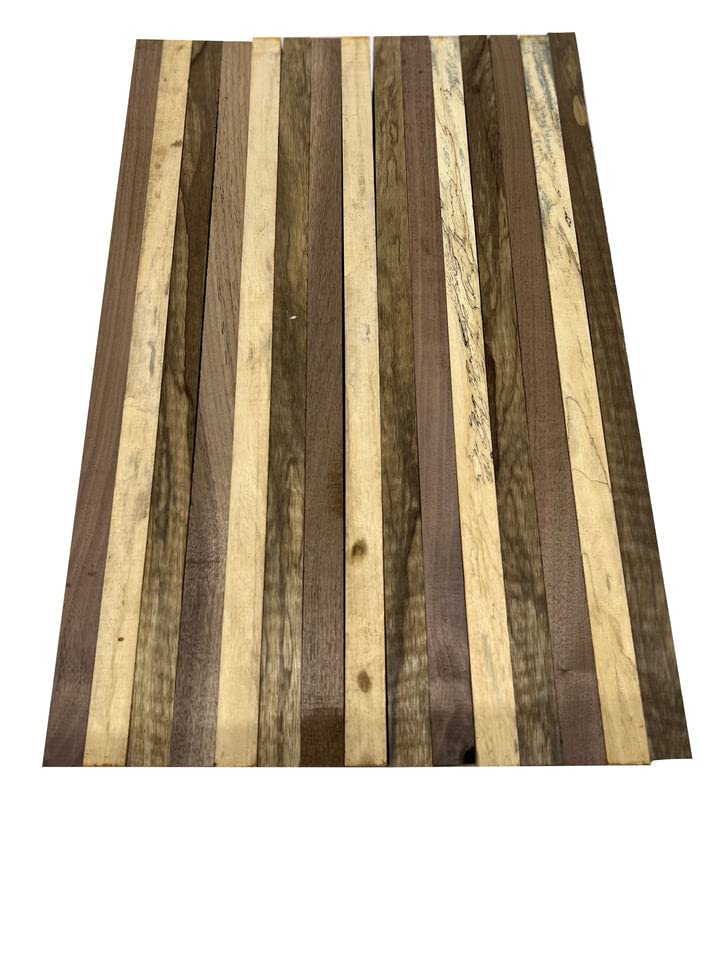 Exotic Wood Zone | Combo Pack of 15 Cutting Board Blocks of Black Walnut, Spalted Tamarind, Black Limba | ¾ x 2 x 24 inches