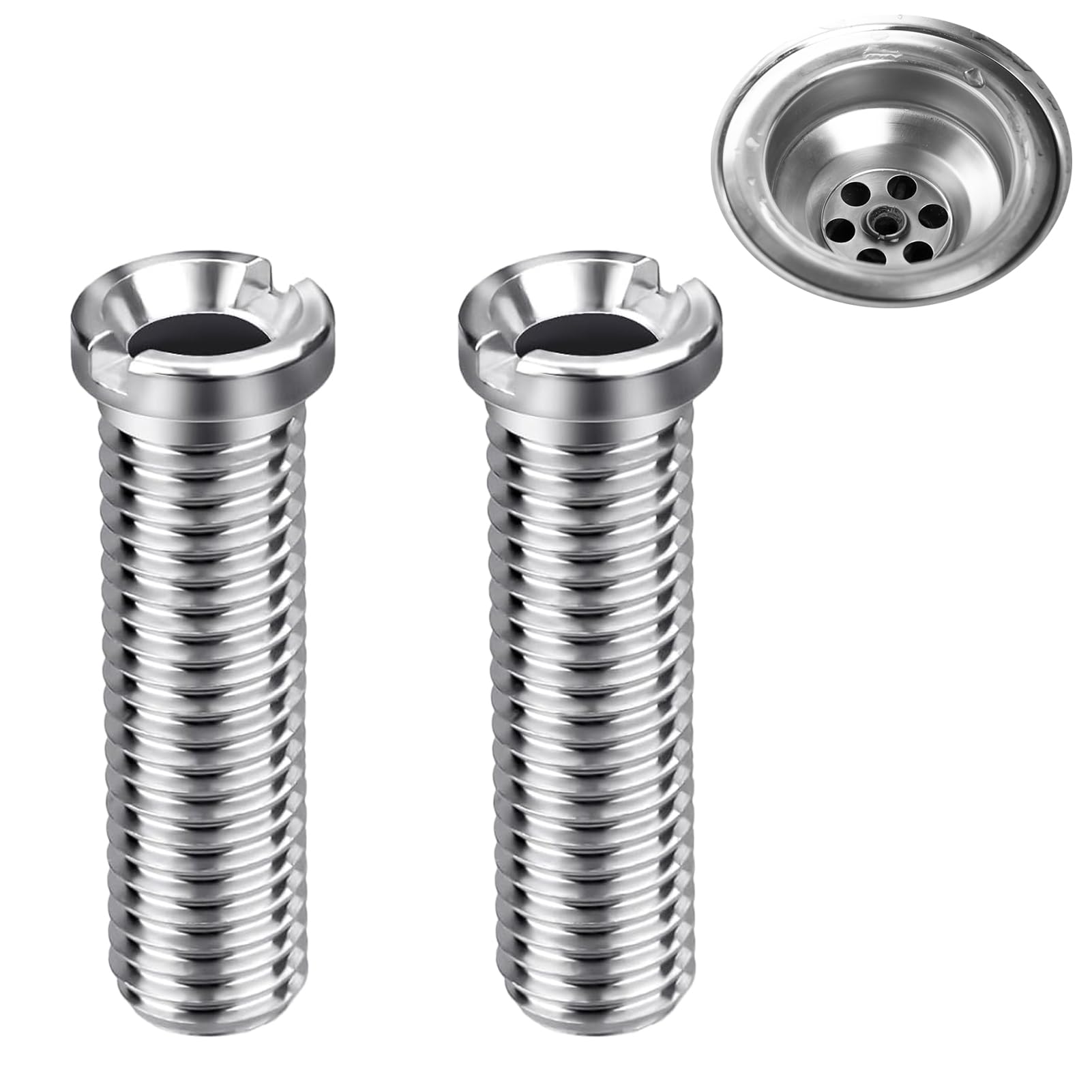 2 Piezas Tornillo Hueco para Fregadero, M12×45mm Accesorios para Fregaderos, Válvula de Cesta Coladora de Acero Inoxidable, Accesorios de Desagüe, para Fregadero (Plateado)