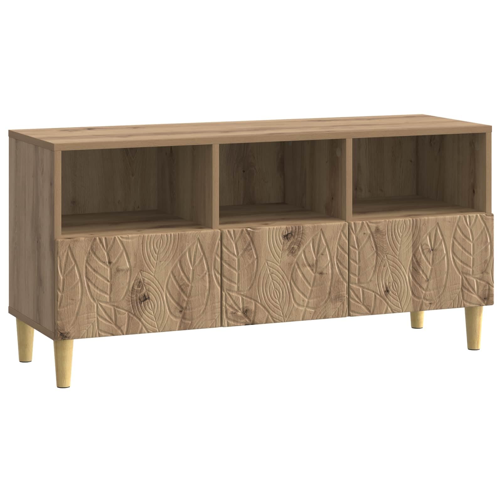 Meuble TV moderne style vintage pour salon chaleureux avec rangements en bois