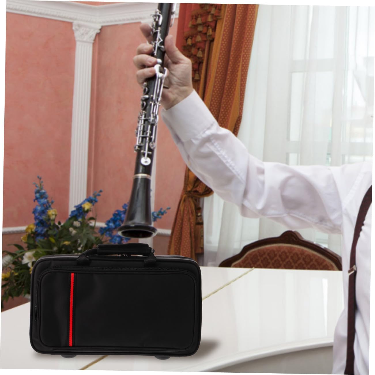 Portable Clarinet Storage Bag Black Oxford Fabric Music Instrument Case Double Straps Square Box for Wind Instrument Accessories