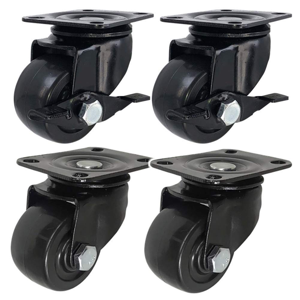 roulettes pivotantes, Lot de 4 - Nitureers 1,5" (40 mm) 2" (50 mm) roulettes industrielles Robustes avec Frein 400 kg Charge roulettes en Nylon roulettes de Transport Double Beafor Lit Canap