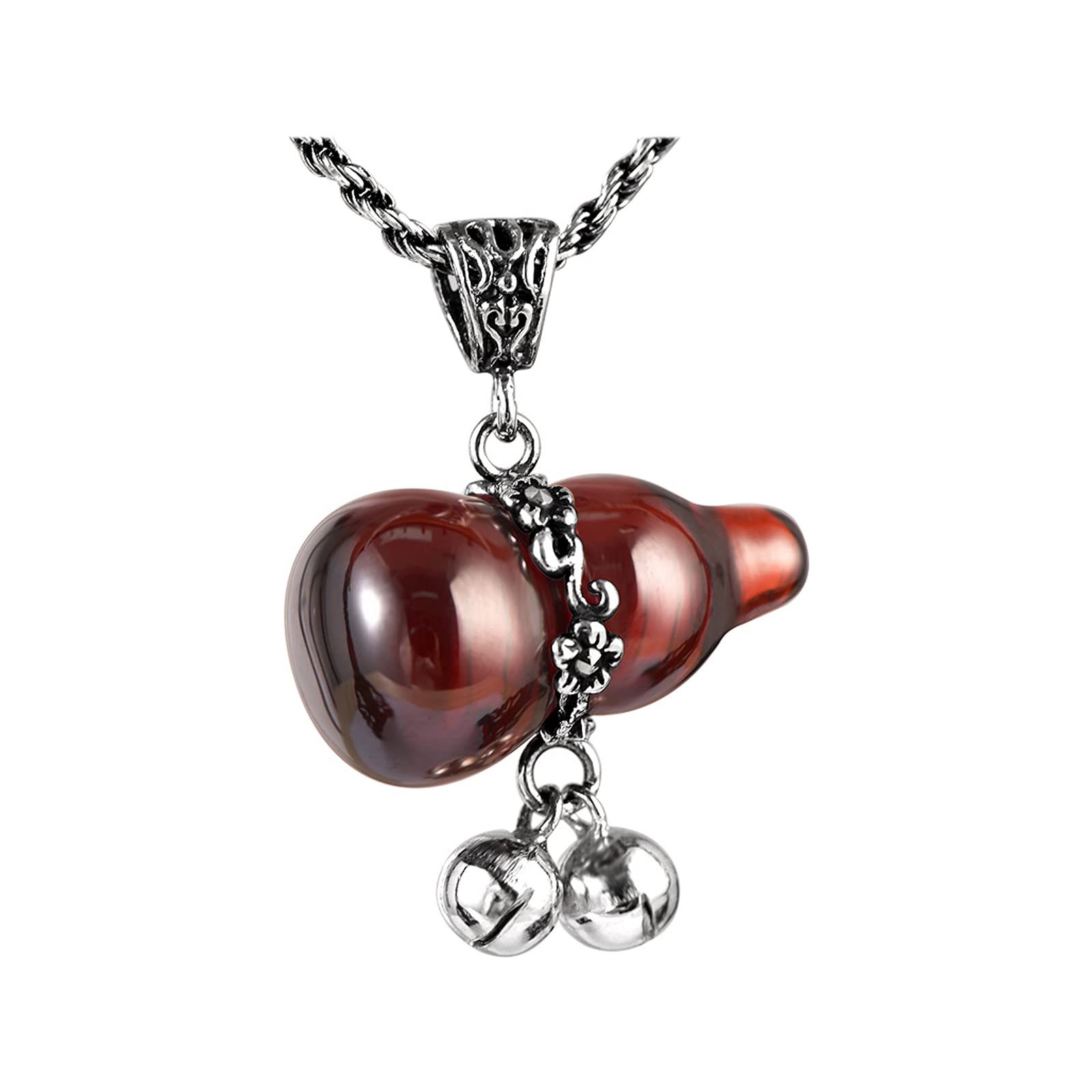 Pendentif en argent 925 avec grenade synthétique en forme de gourde de protection