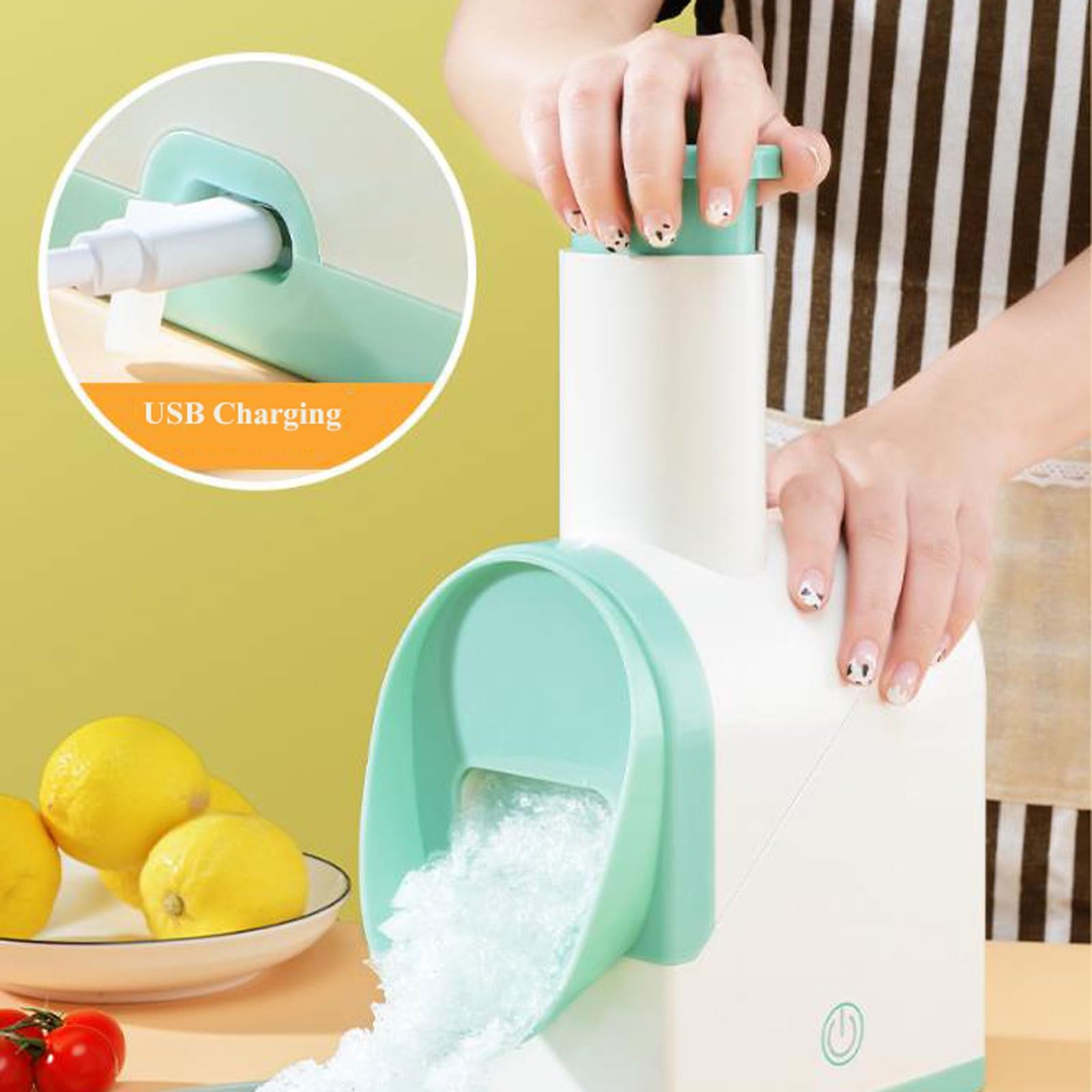 Máquina para raspar hielo Trituradora de hielo eléctrica pequeña, máquina de granizado, máquina de afeitar de hielo for cócteles, máquinas portátiles de granizado, máquina de cono de nieve, libre de B