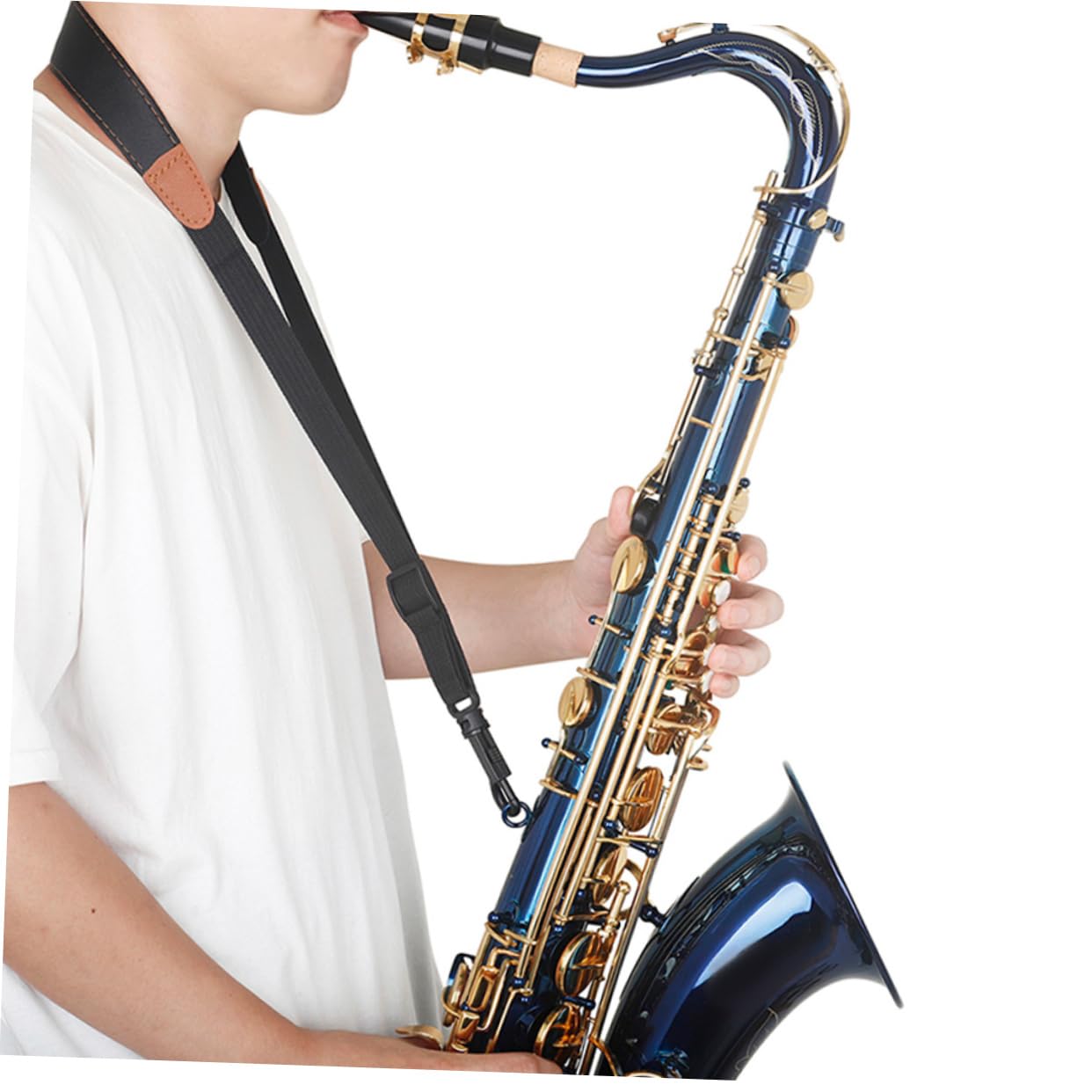 Vaguelly Adjustable Saxophone Neck Strap Durable Replacement Shoulder Strap for Alto Tenor Soprano Saxophones Comfortable and Easy to Install