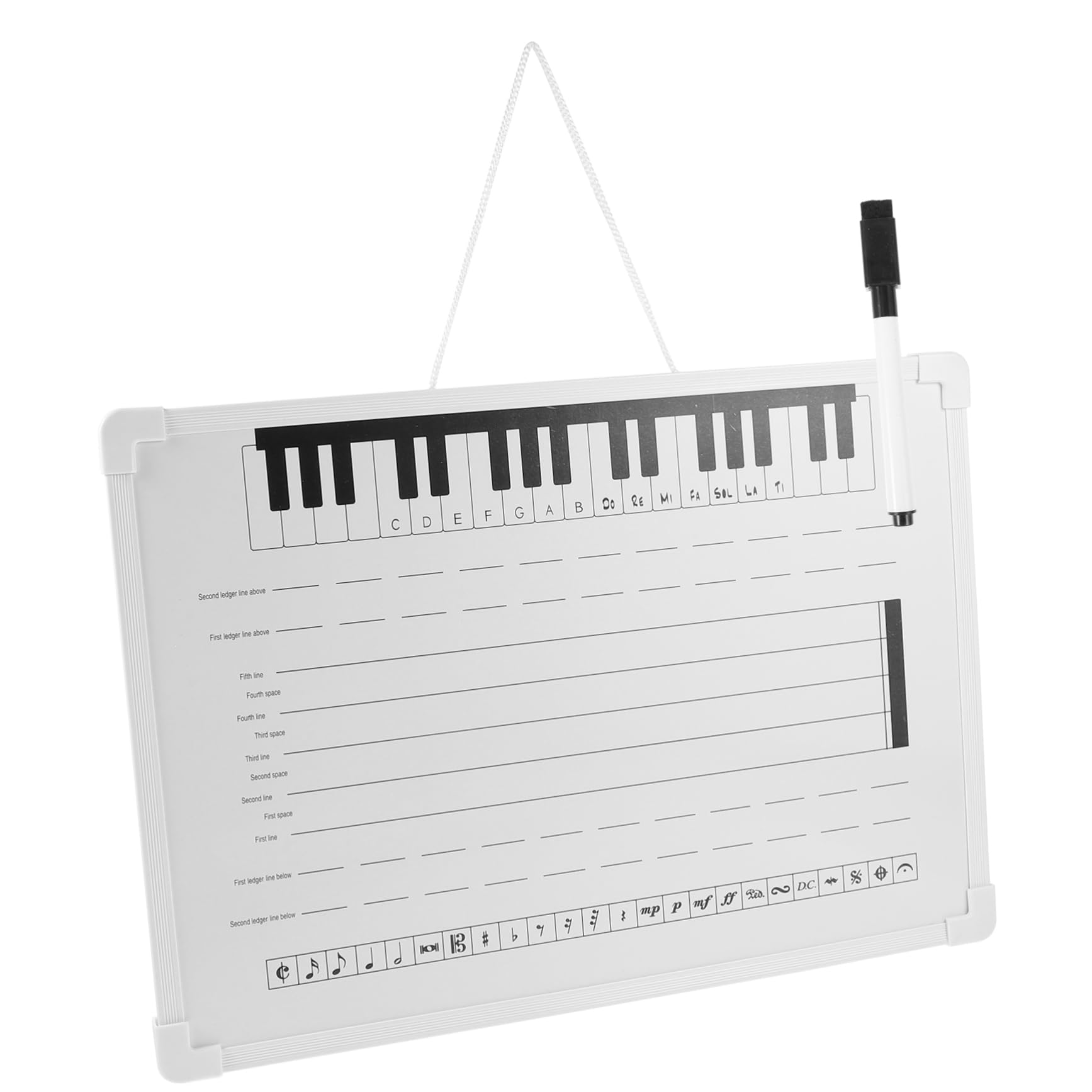 Artibetter Löschbares Musik Whiteboard Klein Leicht Pvc Mit Notenlinien Und Magnetischen Notenaufklebern Für Musikunterricht Kinder