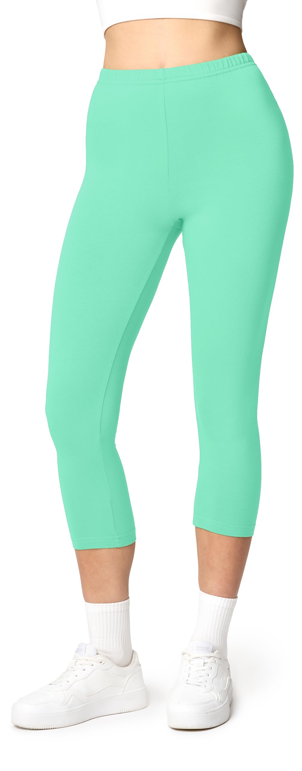 Ladeheid Leggings Damen 3/4 Baumwolle bequem und atmungsaktiv Capri Leggings Damen für Sommer LA40-132