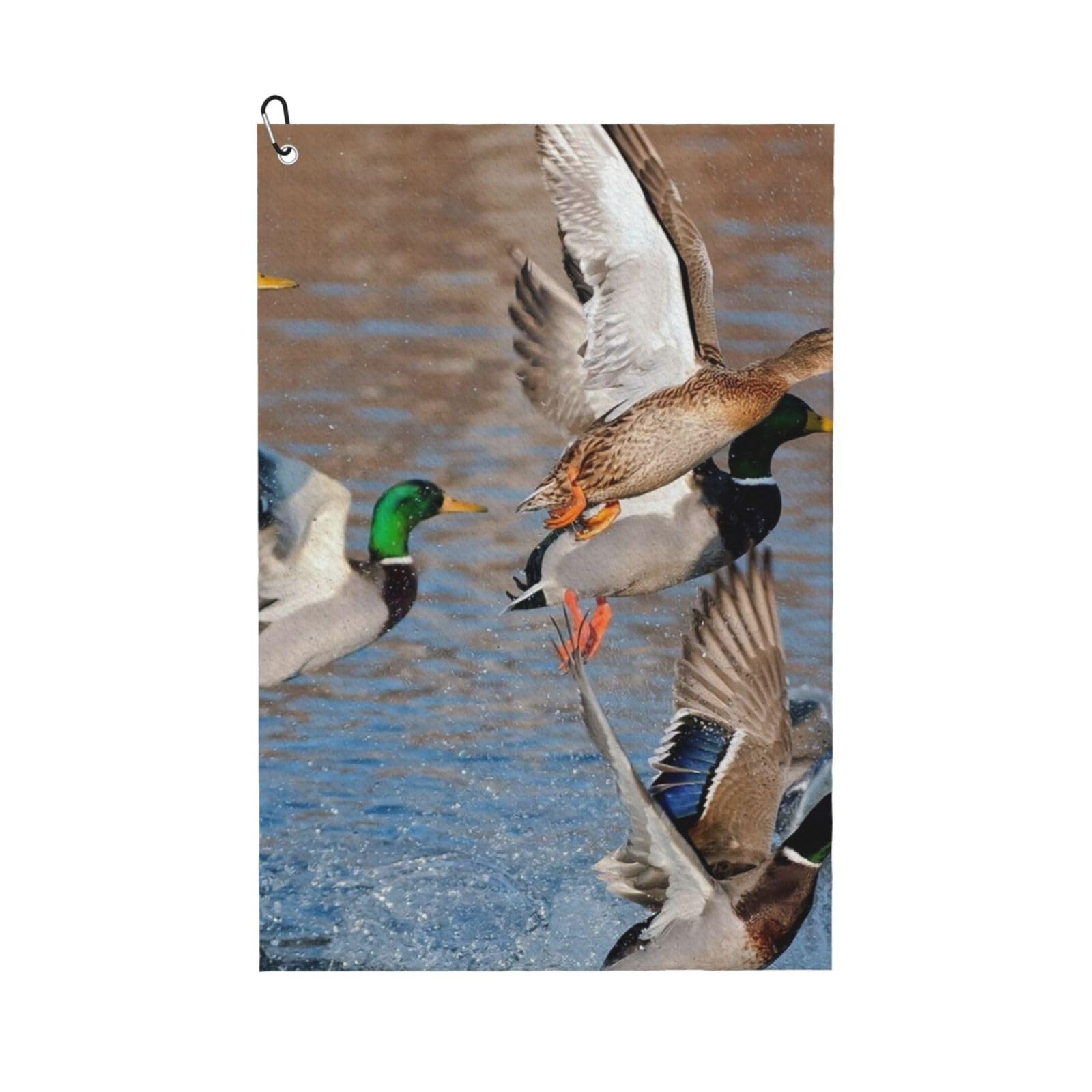 Hnnkloy Mallards Duck Hunting Mallard Ducks, 16x24 in Portable Waffle Golf Towels with Carabiner Clip for Golf Bag