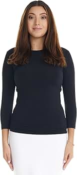 ESTEEZ 3/4 Sleeve Black T Shirt for Women - Womens Basic Tee